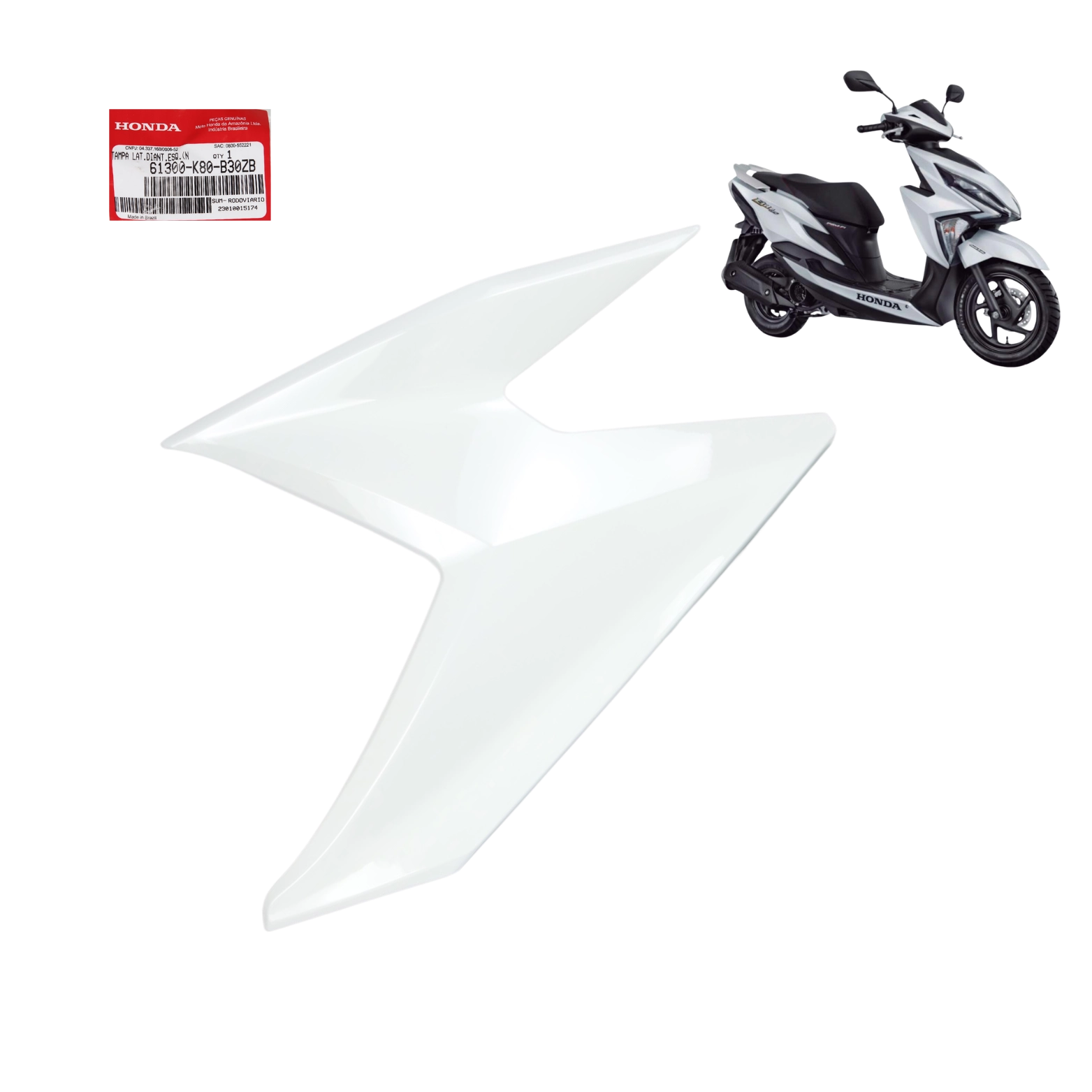 Carenagem Farol Esquerda Elite 125 2019 A 2021 Branca Original Honda