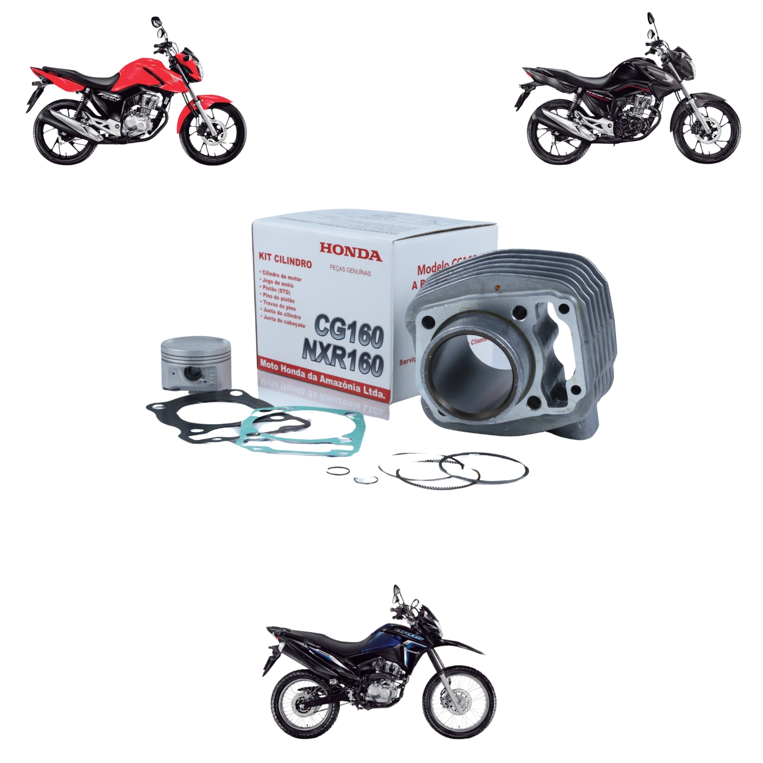 Kit Cilindro Motor Cg 160 2016 a 2026 Nxr 160 Bros 2015 a 2026 Original Honda Kit Cilindro Motor Cg 160 2016 a 2026 Nxr 160 Bros 2015 a 2026 Original Honda