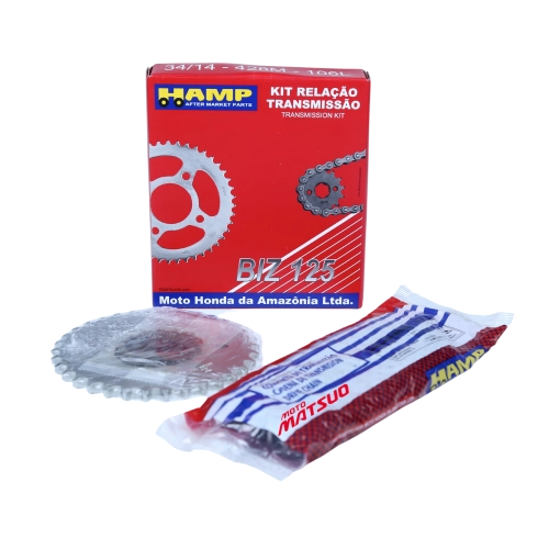 Kit Relacao Biz 125 2006 a 2024 Corrente Coroa Pinhao Original Honda HAMP Kit Relacao Biz 125 2006 a 2024 Corrente Coroa Pinhao Original Honda HAMP