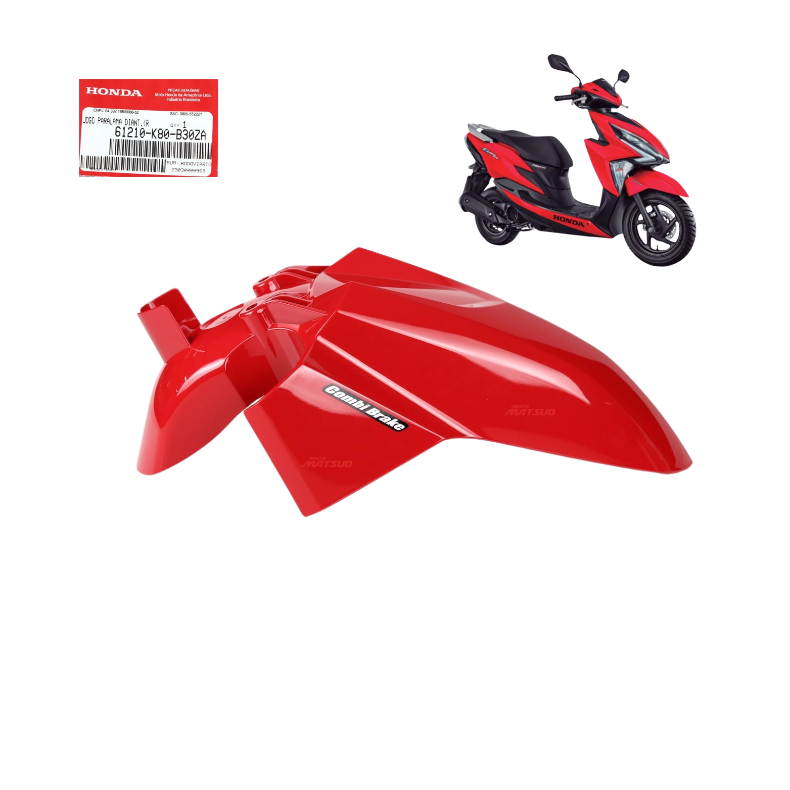Paralama Dianteiro Elite 125 2019 A 2021 Vermelho Original Honda