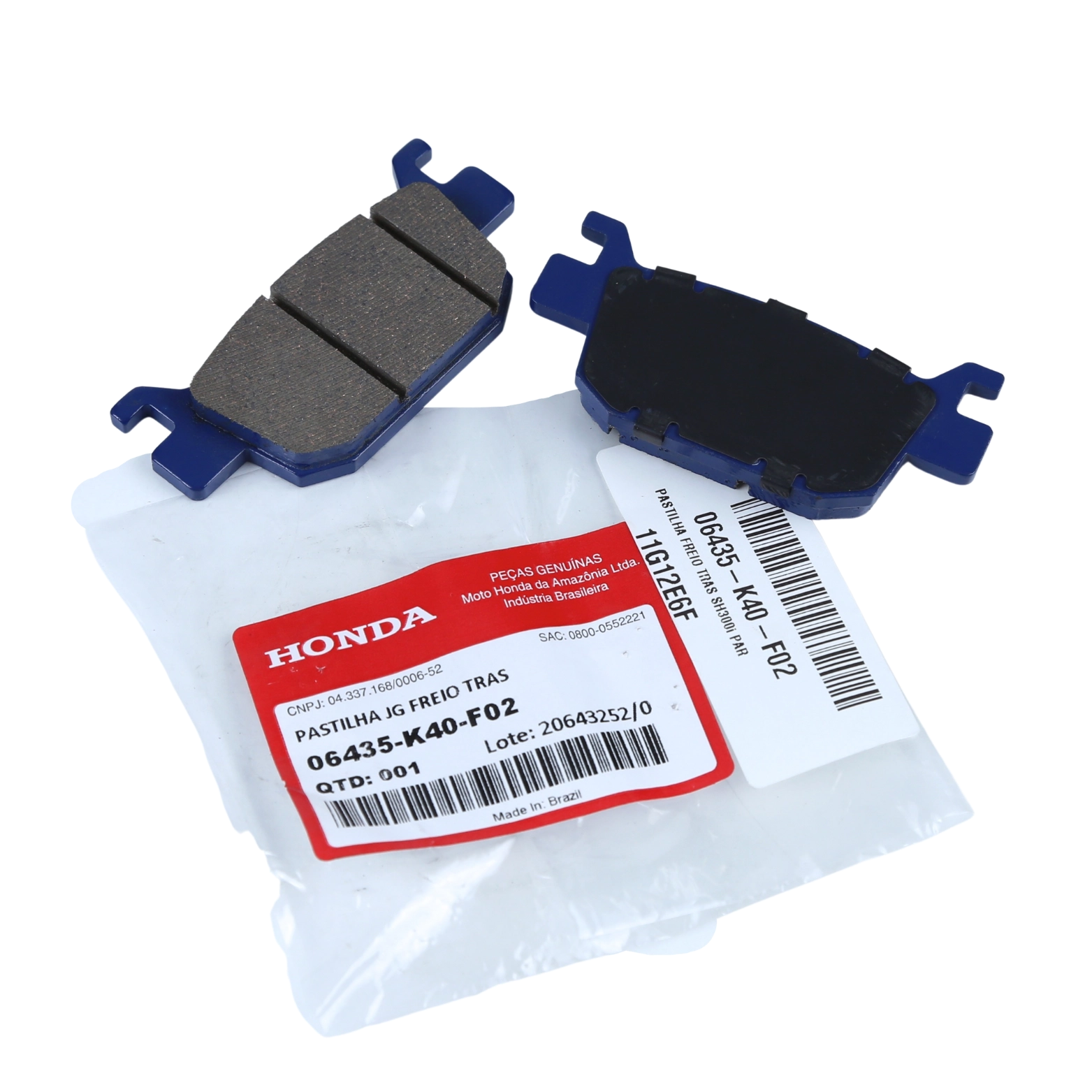Pastilha Freio Traseiro Sh300i 2016 A 2020 Original Honda