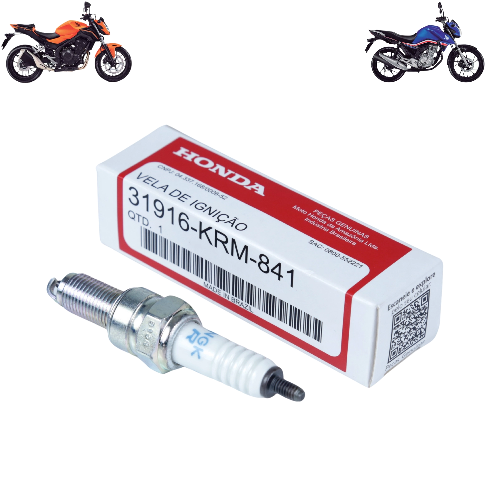 Vela Ignicao Cpr8ea-9 Cg Titan 150 160 Bros 160 Orig